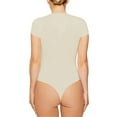 thumbnail image 3 of haxmnou women's v neck short sleeve bodysuit tops body suits ribbed women t shirt fitted tee clothing&nbsp; khaki l, 3 of 4