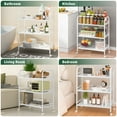 thumbnail image 6 of Cshidworld 3-Tier Metal Rolling Cart, Shelving Unit Storage Rack Kitchen Cart Island with Shelves, Heavy Duty Multifunctional Metal Frame with 2 Lockable Wheels for Home Office Kitchen Bedroom, White, 6 of 7