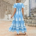 thumbnail image 5 of Summer Dresses for Women 2025, Women's Summer Print Pocket Short Sleeved Dress With Flowing Beach Dress(Light Blue,S), 5 of 8
