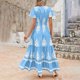 thumbnail image 5 of Vestido Corto para las Mujeres Impresión de Verano Bolsillo Manga Corta Vestido de Playa Fluyente, 200D Tela de Cuatro Lados para Viajes, Fiesta Y Uso Casual Diario, 5 of 8