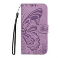 thumbnail image 2 of SaniMore Wallet Case for Samsung Galaxy S22 Plus, PU Leather Embossed Butterfly Flip Folio Cover Card Holder [Kickstand][Wrist Strap] All Arpund Protective Shockproof Shell, Purple, 2 of 18