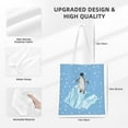 thumbnail image 4 of DouZhe Reusable Grocery Bags, Cartoon Cute Penguin Snow Animal Lightweight Polyester Canvas Cloth Tote Bag for Travle Gym Shopping School, 15" x 16", 4 of 7