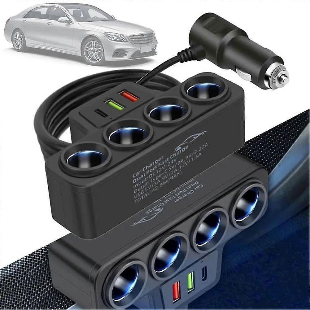 compatible New 4 in 1 Car Cigarette Lighter Car Charger Adapter Converter_Perfect Gift