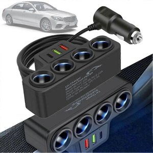 Compatible Nouveau 4 en 1 Convertisseur d'adaptateur de chargeur de voiture allume-cigare de voiture_Perfect Gift