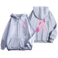 thumbnail image 3 of Breast Cancer Awareness Hoodies for Women 2025 Zip Up Long Sleeve Hoodie with Pockets Hooded Sweatshirt Women Jacket, 3 of 7