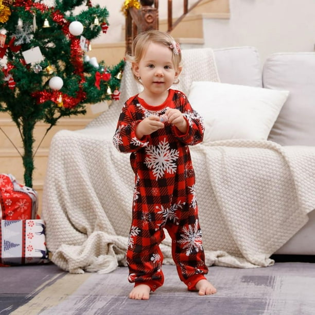 Wolfast Family Christmas Pjs Matching Sets Christmas Baby Matching Pajamas Set Pjs for Family Set Red Plaid Top and Long Pants Sleepwear Sets Family Matching Christmas Pajamas Set Walmart