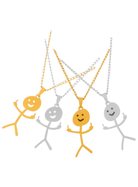 4pcs Matchstick Men Necklace Funny Pendant Necklace Personalized Jewelry Funny Gifts