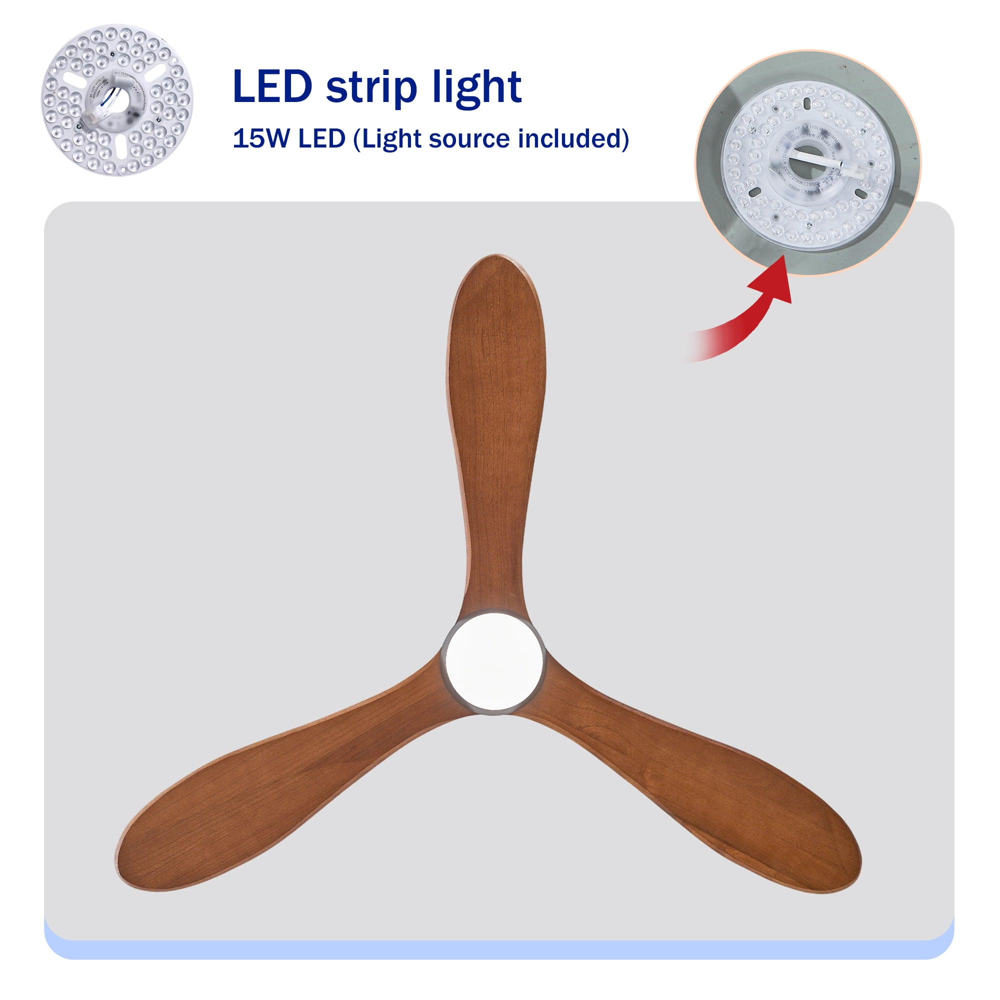 Leumius 52" Ceiling Fan with Lights and Remote Control, Quiet DC Motor Ceiling Fans 6 Speed Levels,Reversible Ceiling Fan for Patio Living Room Bedroom Black