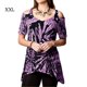 thumbnail image 1 of Qarigey Blusa de manga corta con cuello en V y hombros descubiertos con dobladillo irregular estampado tie-dye para mujer Prendas para la parte del cuerpo Púrpura XXL, 1 of 2