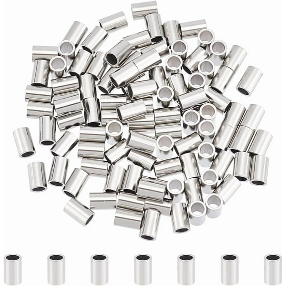 100Pcs 304 Stainless Steel Tube Beads 6mm Long Spacer Beads Metal Column Beads Hollow Tube Beads Loose Beads Hole 3mm Jewelry Making