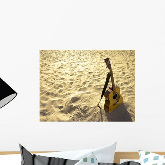 Sunny Beach Acoustic Guitar Wall Mural by Wallmonkeys Peel and Stick Graphic (18 in W x 14 in H) WM134993