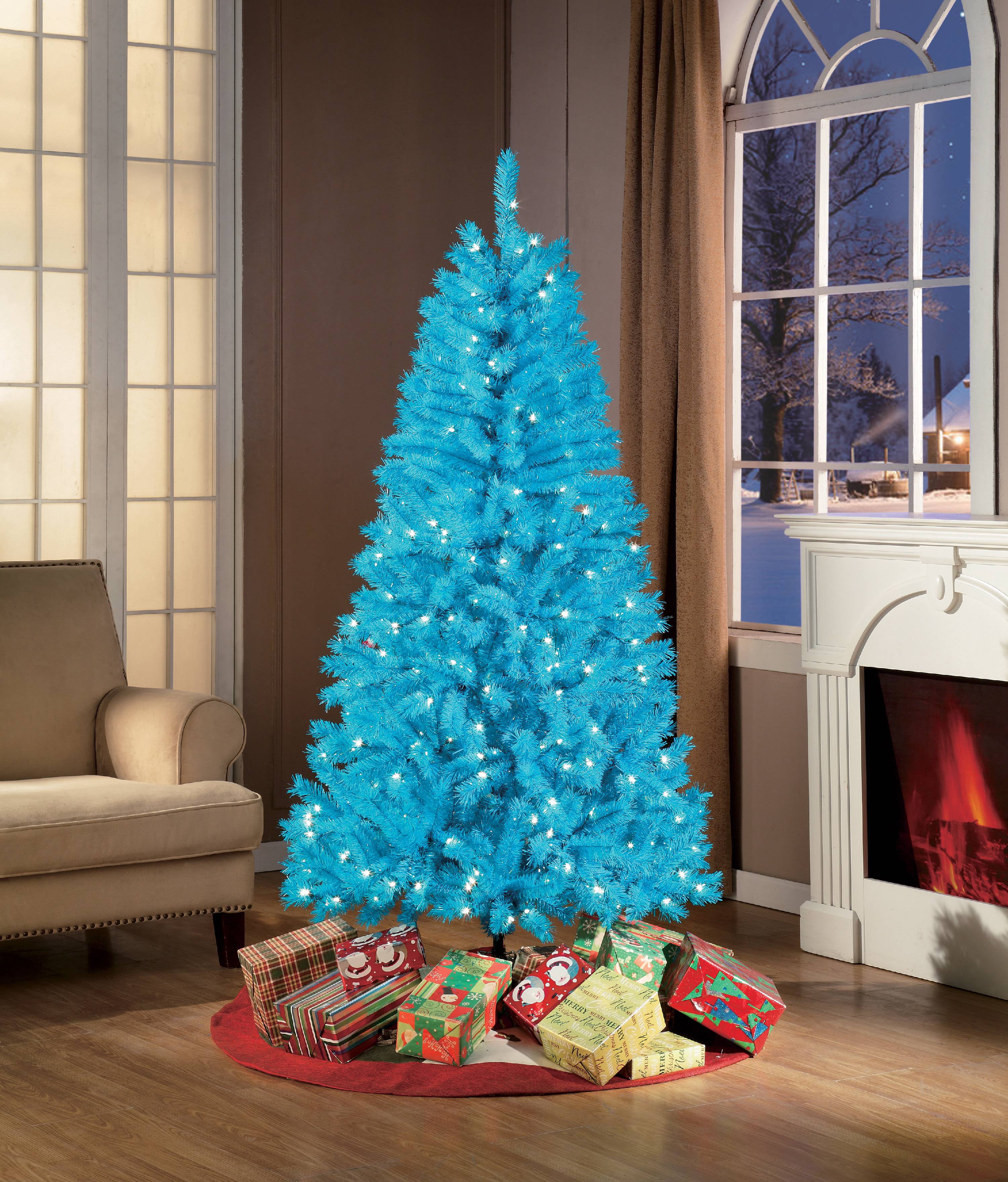 6 Teal Blue Christmas Tree Unique Limited Edition Pre Lit White Clear Lights