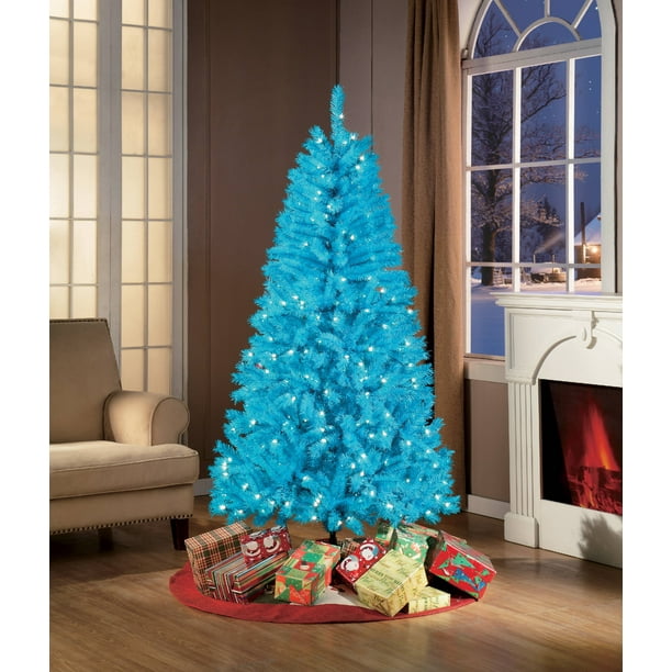 Holiday Time 6ft PreLit Teal Blue Christmas Tree