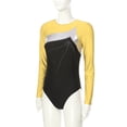 thumbnail image 3 of inhzoy Womens Long Sleeves Gymnastics Leotard Shiny Metallic Biketards Bodysuit Gold XL, 3 of 8