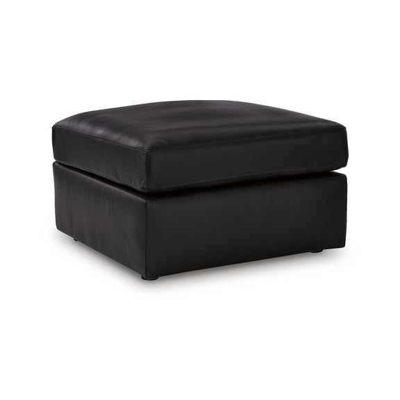 Signature Design by Ashley Modmax II Oversized Accent Ottoman, Top Grain Leather Cushion, Black