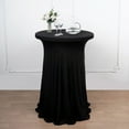 thumbnail image 2 of Balsa Circle Black Cocktail Table Cover Natural Wavy Drapes Spandex Tablecloth Reception, 2 of 8