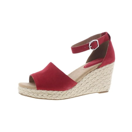 

STYLE & COMPANY Womens Red 1/2 Platform Ankle Strap Padded Seleeney Round Toe Wedge Buckle Espadrille Shoes 7.5 M