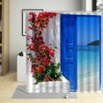 thumbnail image 3 of Town Street Flowers Shower Curtain Blue Wooden Door Spring Italian European Landscape Modern Nordic Home Decor Bathroom Curtains, 3 of 6