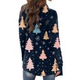 thumbnail image 5 of Women's Fashionable Loose-Fit Casual Cardigan with Christmas Print Mid-Length Coat for Holiday Outfits and Comfortable Wear,Dark Blue,S, 5 of 6