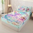 thumbnail image 2 of Metsweet Fairy Unicorn Castle Zipper Twin Comforter Sets with Fitted Sheet and 2 Pillowcases, Flying Butterflies Flowers Castle Zipper Bedding Set,4-Piece, 2 of 6