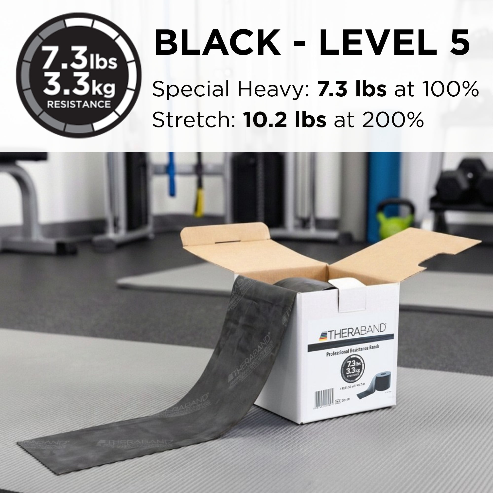 THERABAND Resistance Band, Black, Special Heavy, 50-Yard Roll, Latex-Free, Elastic Band for Exercise, Physical Therapy, Yoga, Pilates, Stretching, Home Workouts, Cut-to-Length, Color-Coded Levels