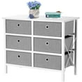 thumbnail image 1 of Commode 6 Tiroirs, Tour de Rangement pour Entrée, Cadre en MDF Pin et Tiroirs en Tissu, 1 of 7