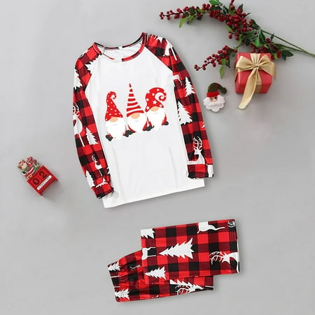 

shucnskos Mens Christmas Pajamas Family Matching Outfits Christmas Parent Child Clothing Printed Leisure Pajamas Home Wear 2 Sets for Dad Red Women s Blended Pajamas