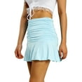 thumbnail image 5 of KOMOO Women Pleated Skirts Ruffle Solid Color Wave Mini Skirts Ruched High Waist A-line Skirts, 5 of 9