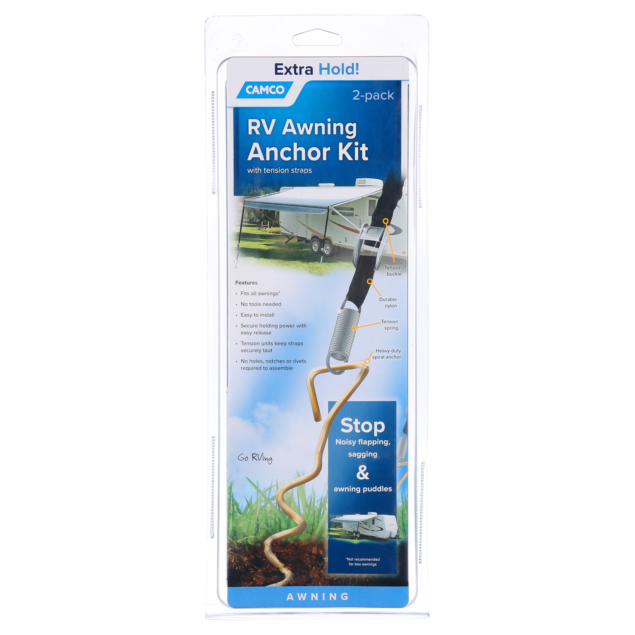 Camco RV Awning Anchor Kit Includes LongLasting Pull Tension Straps