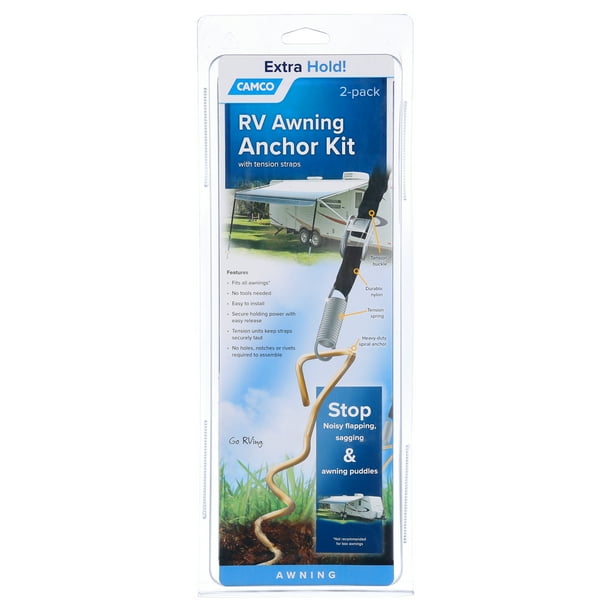 Camco RV Awning Anchor Kit Includes LongLasting Pull Tension Straps