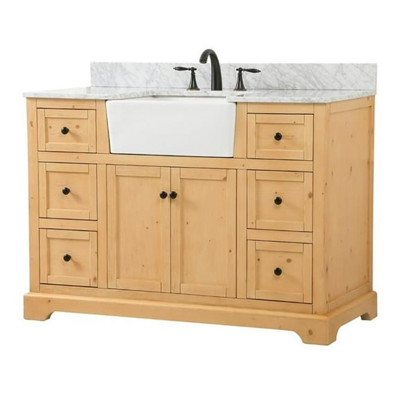 Elegant Decor Franklin 48" Aluminum MDF Single Bathroom Vanity in Natural Wood