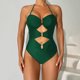 thumbnail image 2 of Traje de Baño con Correa de Bikini de Color Sólido Sexy para Mujeres, Traje de Baño Retro de Nylon con Almohadilla de Pecho para Piscina, Playa Y Verano, 2 of 9