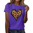 thumbnail image 3 of Women Leopard Heart Tops Short Sleeve Tshirts Loose Basic Tee Tshirt Round Neck Outfit Summer 2025, 3 of 4