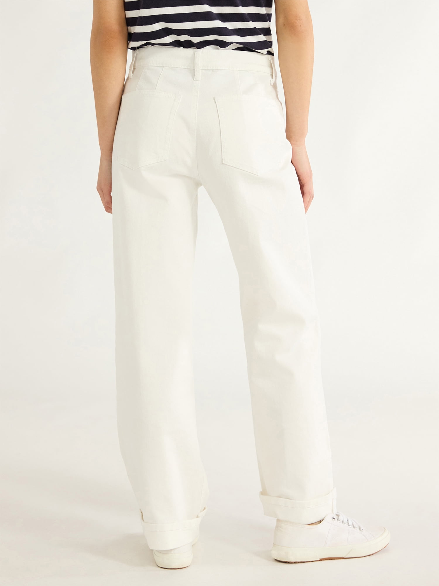 Free Assembly Women's Wide Leg High Rise Pintuck Jeans, 29” Inseam, Sizes 0-20