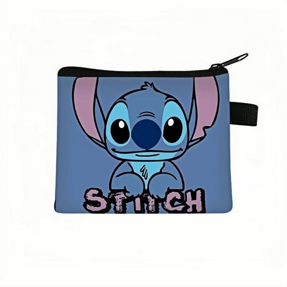 2-Pack Stitch Kawaii Anime Mini Wallet Set -Zippered Coin Purse & Polyester Card Holder
