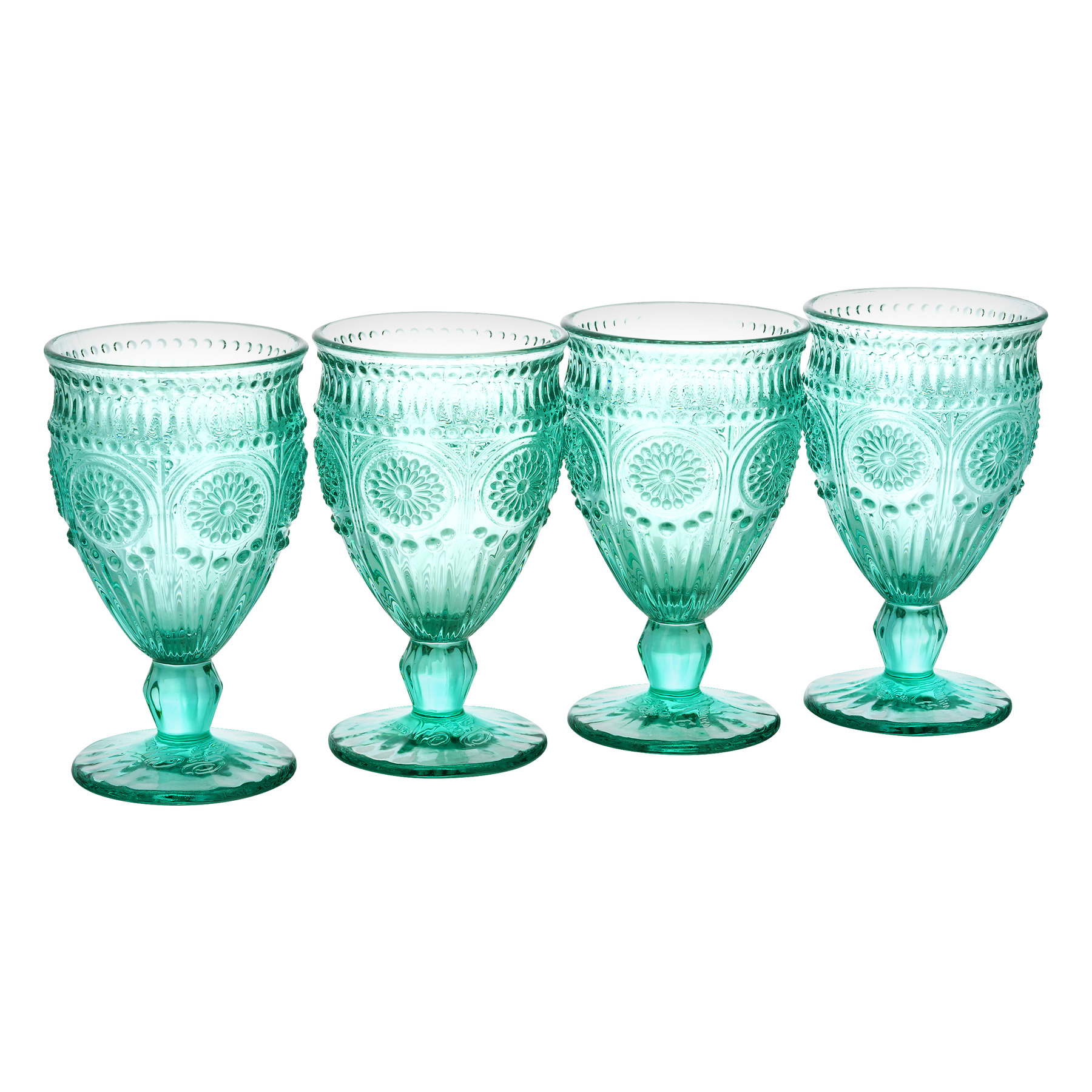 The Pioneer Woman Adeline 12-Ounce Footed Turquoise Glass Goblets, Set of 4 - image 4 of 5