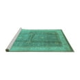 thumbnail image 2 of Ahgly Company Machine Washable Indoor Square Oriental Turquoise Blue Traditional Area Rugs, 7' Square, 2 of 4