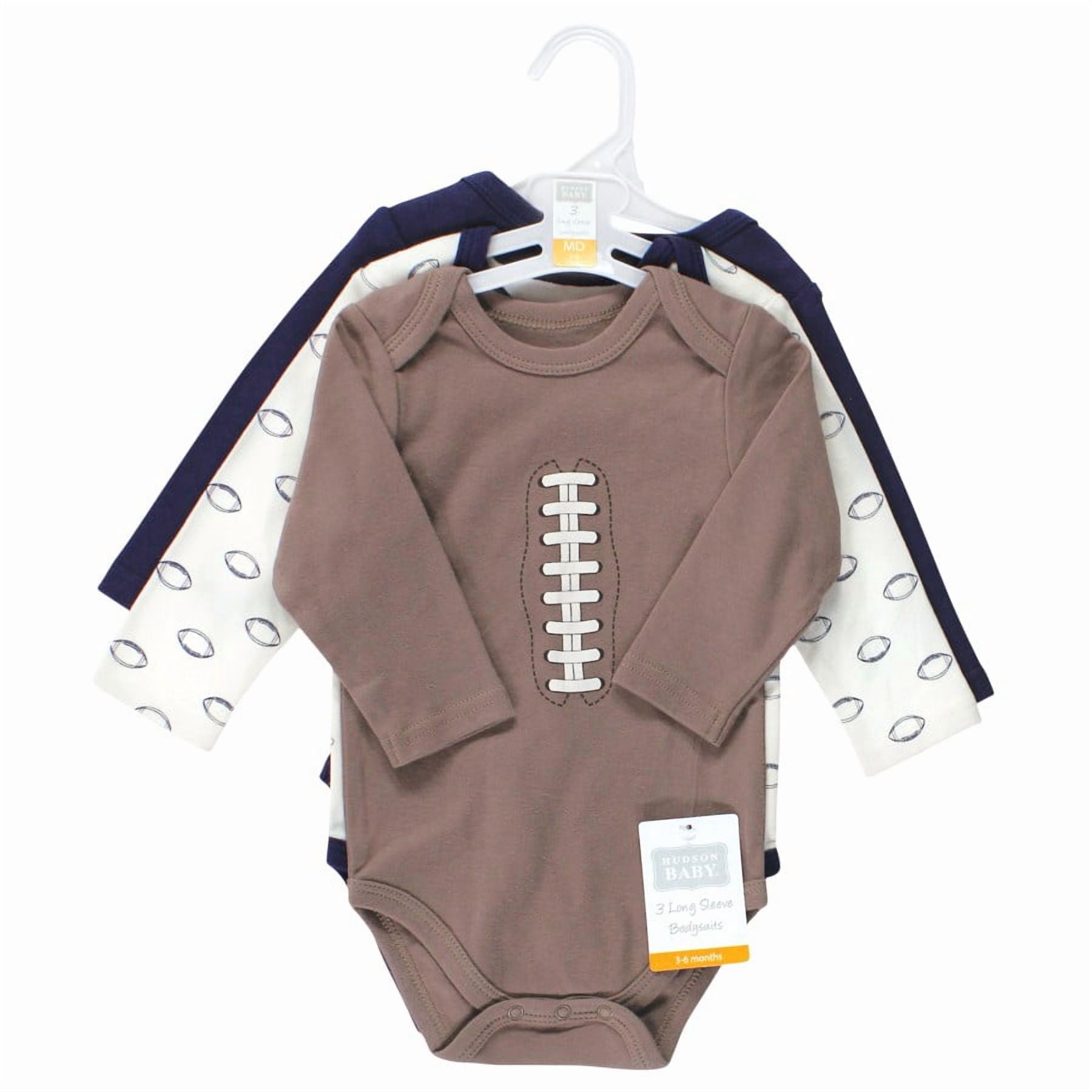 Hudson Baby Cotton Long-Sleeve Bodysuits, 3- Pack, Newborn- 24 Months
