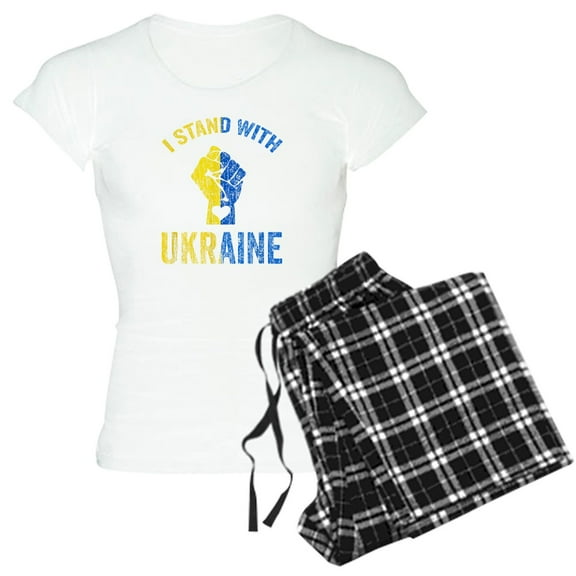 CafePress - Support Ukraine I Stand With Ukraine Ukrai Pajamas - Women's Short Sleeve Print T-Shirt and Pants Light Cotton Pajama Set
