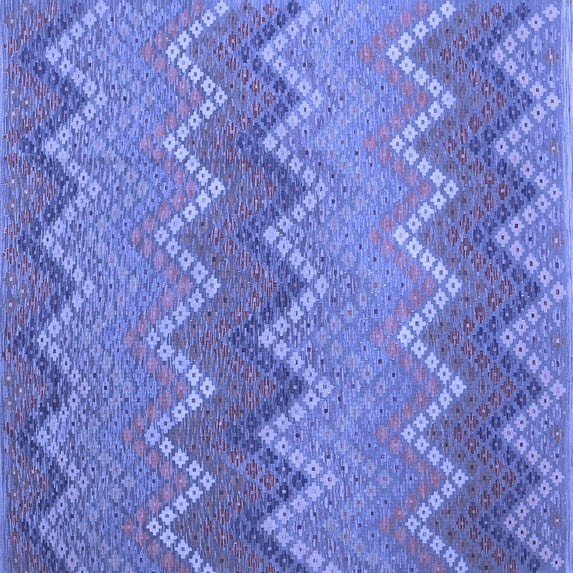 Ahgly Company Machine Washable Indoor Square Southwestern Blue Country Area Rugs, 4' Square