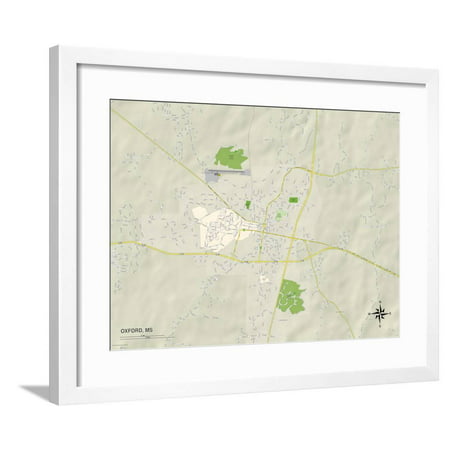 Political Map of Oxford, MS Framed Print Wall Art