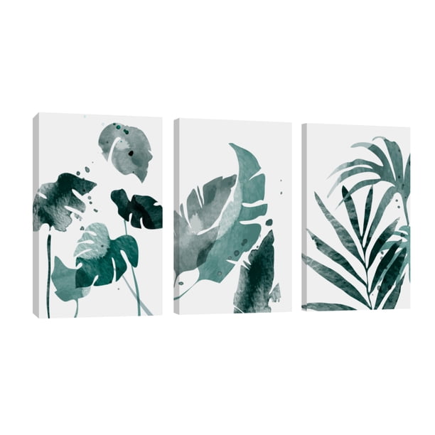 Cuadro Decorativo Tríptico Vertical Canvas Revolution Palmas Verdes Set De 3 Cuadros 25x38 cm