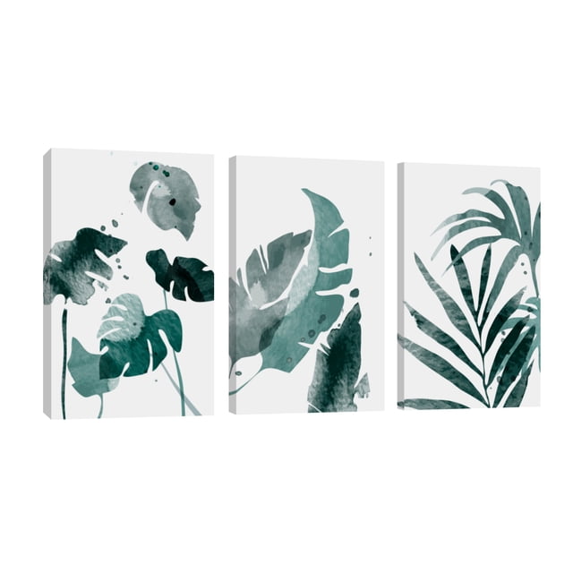 Cuadro Decorativo Tríptico Vertical Canvas Revolution Palmas Verdes Set De 3 Cuadros 25x38 cm