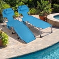 thumbnail image 4 of Costway Chaise Longue de Plage Extérieure Pliante avec Oreiller Bleu, 4 of 9