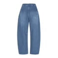 thumbnail image 6 of QQZ Barrel Leg Womens Elastic Waist Pull On Denim Pants, Knee Stitched Baggy Wide Leg Full Length Denim Trousers Suitable For Urban Street Style, Daily Errands And Back To School Outfits, 6 of 7