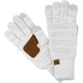 thumbnail image 1 of Unisex Cable Knit Winter Warm Anti-Slip Touchscreen Texting Gloves, Ivory/Silver Metallic, 1 of 2