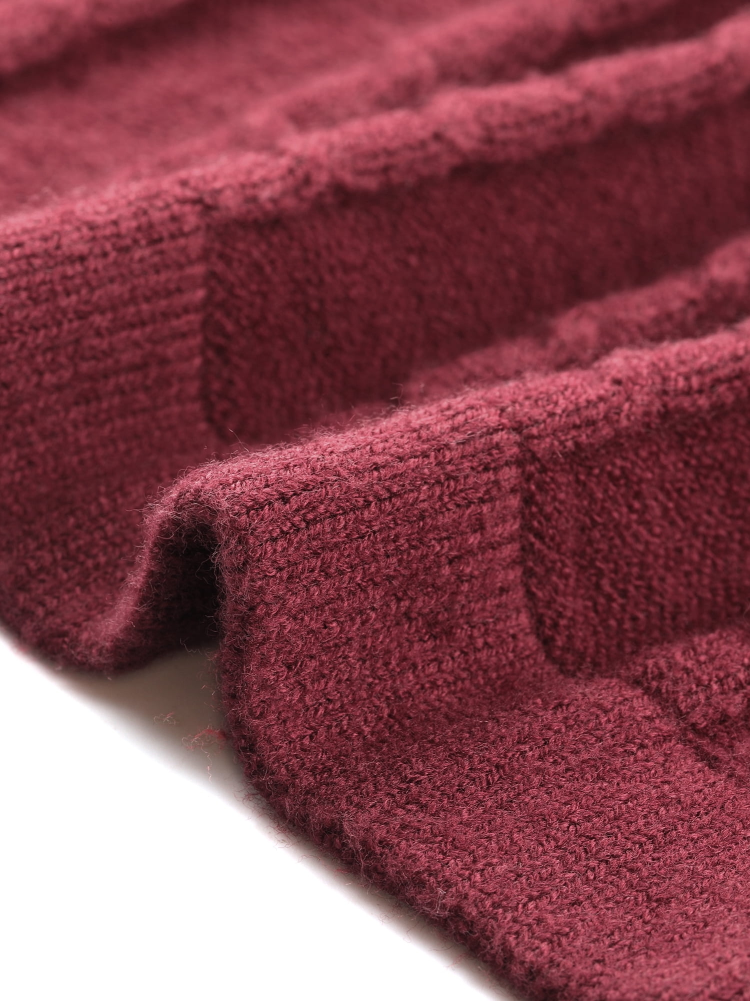 DARING DIVA Women's Long Sleeve Sweater Fall Crewneck Ribbed Knit Dress S Wine Red