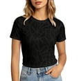 thumbnail image 4 of DuoJiaJ Womens Short Sleeve Top, Crew Neck Slim Fit Semi Transparent Workout Black L, 4 of 4