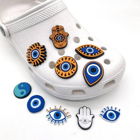 

10 Pieces 3D Clog Sandals Ornaments(Devil S Eye) Shoe Charms Cute Shoe Ornaments For Clogs Shoes Sandal Bracelet Diy