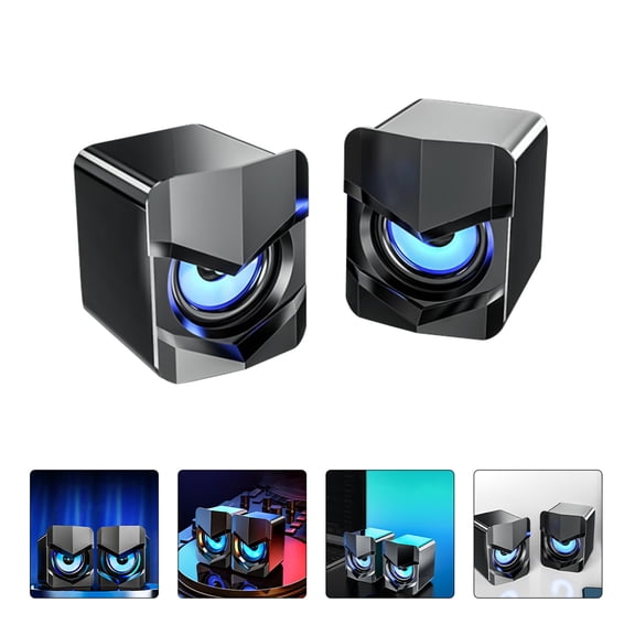 WRITWAA 2pcs USB Computer Speakers for Laptop and Desktop Users with Black to School